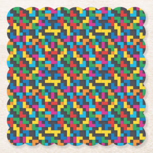 Dessous-de-verre En Papier Blocs Rétro Tetris Motif Sans Couture