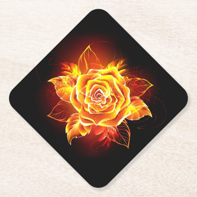 Dessous-de-verre En Papier Blooming Fire Rose (Devant)