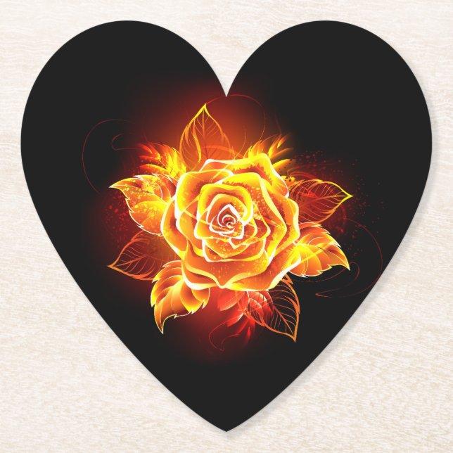 Dessous-de-verre En Papier Blooming Fire Rose (Devant)