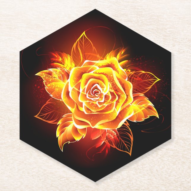 Dessous-de-verre En Papier Blooming Fire Rose (Devant)