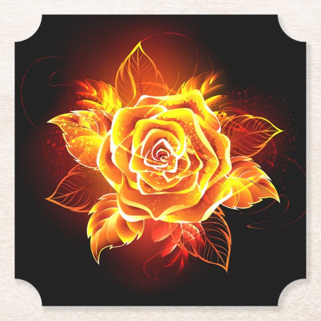 Dessous-de-verre En Papier Blooming Fire Rose (Devant)