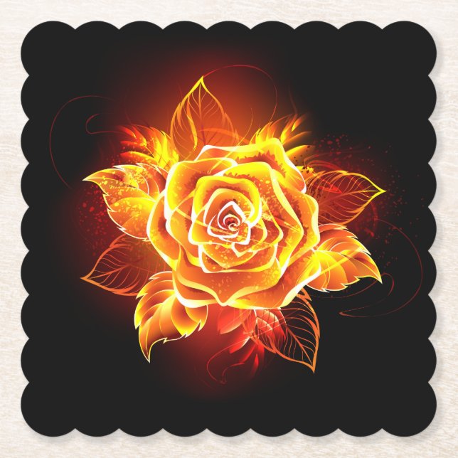 Dessous-de-verre En Papier Blooming Fire Rose (Devant)