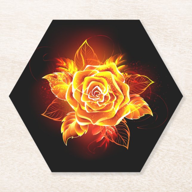 Dessous-de-verre En Papier Blooming Fire Rose (Devant)