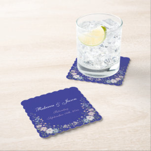 Dessous-de-verre En Papier Blooms de jardin d'élégance vintage bleu royal