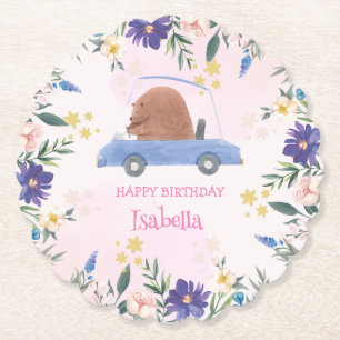 Dessous-de-verre En Papier Blue Bear Race car Fleur tropicale Fête d'annivers