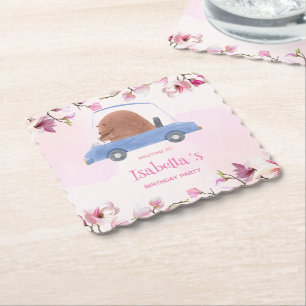 Dessous-de-verre En Papier Blue Bear Race car Fleur tropicale Fête d'annivers