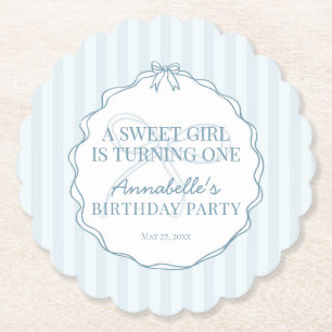 Dessous-de-verre En Papier Blue Coquette Bow Pastel Anniversaire