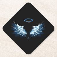 Blue Glowing Angel Wings on black background