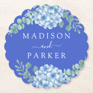 Dessous-de-verre En Papier Blue Hydrangea Floral Mariage