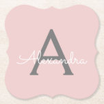Dessous-de-verre En Papier Blush Pink Grey Modern Script Girly Monogram<br><div class="desc">Dessous de verre en papier monogramme de couleur rose et gris clair simple Script. Cela fait le cadeau parfait de remise de diplômes,  anniversaire,  mariage,  douche nuptiale,  anniversaire,  baby shower ou bachelorette pour quelqu'un qui aime le luxe glam et les styles chic.</div>