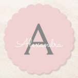 Dessous-de-verre En Papier Blush Pink Grey Modern Script Girly Monogram<br><div class="desc">Dessous de verre en papier monogramme de couleur rose et gris clair simple Script. Cela fait le cadeau parfait de remise de diplômes,  anniversaire,  mariage,  douche nuptiale,  anniversaire,  baby shower ou bachelorette pour quelqu'un qui aime le luxe glam et les styles chic.</div>