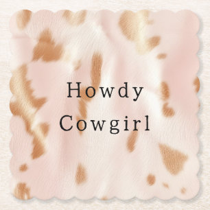Dessous-de-verre En Papier Blush Rose Tan Southwest Faux Cowgirl Cowhie