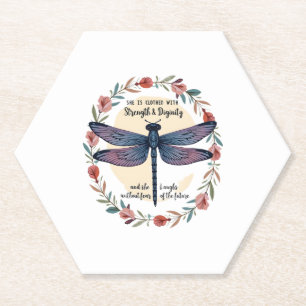 Dessous-de-verre En Papier Boho Floral Dragonfly Elle Est Vêtue De Force
