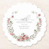 Boho Winter Greenery Red Floral 100e anniversaire