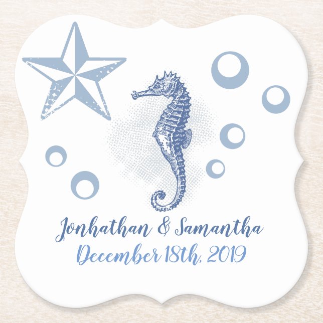Dessous-de-verre En Papier Boire Coasters Seahorse Sea Ocean Beach (Devant)