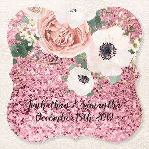 Dessous-de-verre En Papier Boire les grilles Parties scintillant or Rose de j