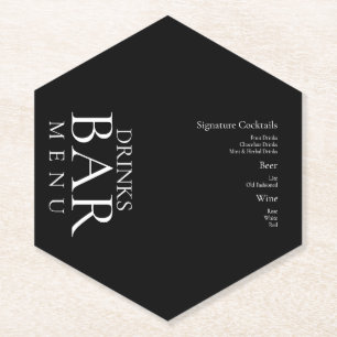 Dessous-de-verre En Papier Boissons simples Cocktail Vin Mariage Noir Blanc M