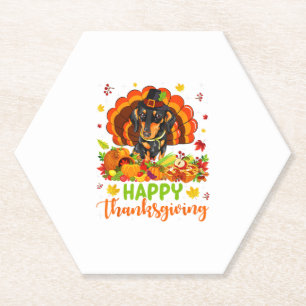 Dessous-de-verre En Papier Bon thanksgiving Dachshund Chien Turquie Amoureux