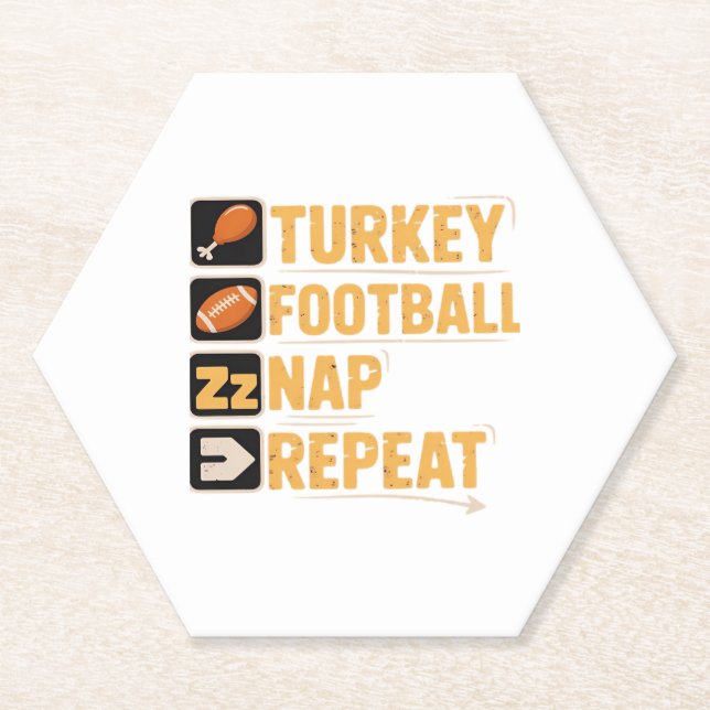 Dessous-de-verre En Papier Bon thanksgiving Turquie Football Nap Repeat Funn (Devant)