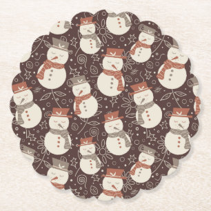 Dessous-de-verre En Papier Bonhommes de neige détendus - motif de Noël amaro 
