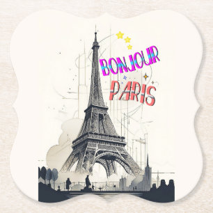 Dessous-de-verre En Papier Bonjour Colorful Paris