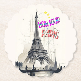 Dessous-de-verre En Papier Bonjour Colorful Paris
