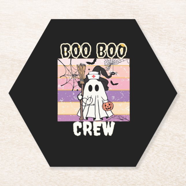 Dessous-de-verre En Papier Boo Boo Crew Halloween Ghost Nurse Essential T-Shi (Devant)
