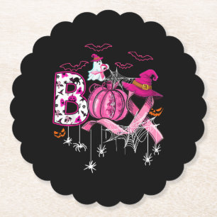 Dessous-de-verre En Papier Boo Halloween Citrouille Pink Ribbon sorcière Poub