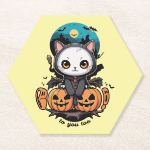 Dessous-de-verre En Papier Booko to You Too Bat chat mignonne ailes et Citr