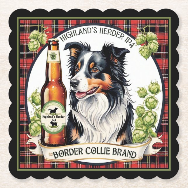 Dessous-de-verre En Papier Bordure Collie IPA (Devant)