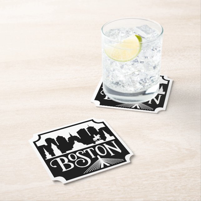 Dessous-de-verre En Papier Boston Skyline (En situation)