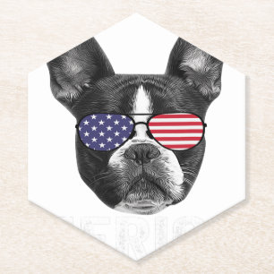 Dessous-de-verre En Papier Boston Terrier 4 juillet Amoureux des chiens Meric