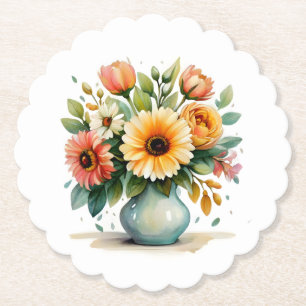 Dessous-de-verre En Papier Bouquet de fleurs d'aquarelle