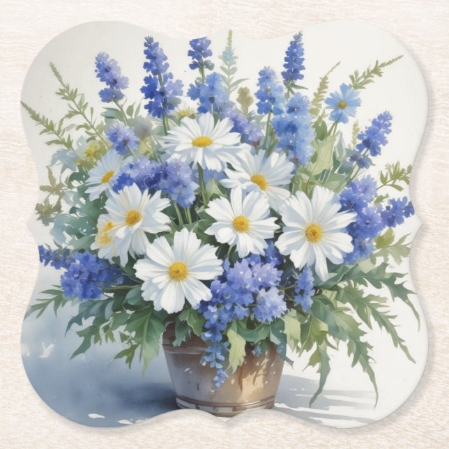 Dessous-de-verre En Papier Bouquet de fleurs Elégante aquarelle (Devant)