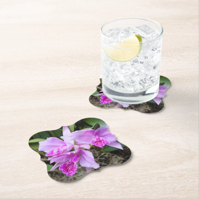 Dessous-de-verre En Papier Bouquet d'orchidées (En situation)