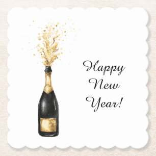 Dessous-de-verre En Papier Bouteille dorée Bonne Année