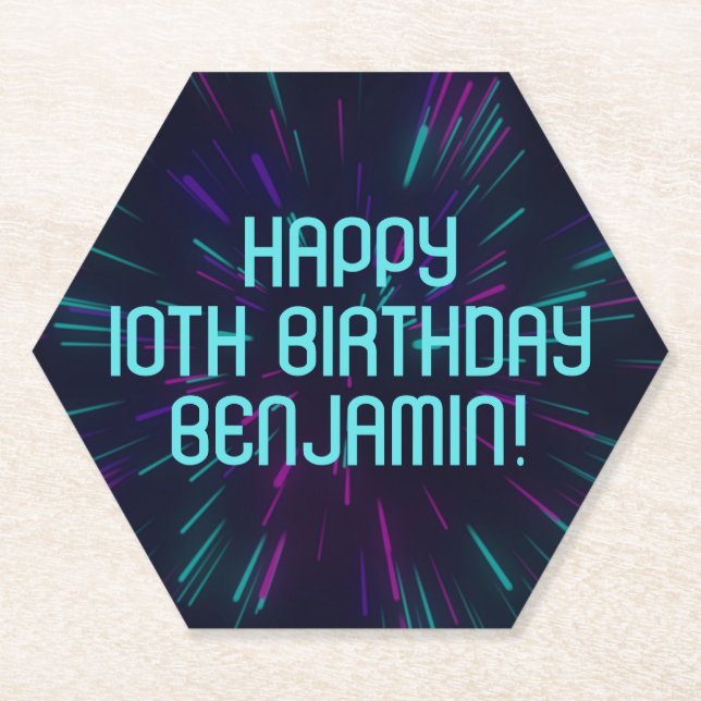 Dessous-de-verre En Papier Boy Neon Turquoise Glow Party (Devant)