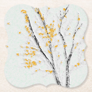 Dessous-de-verre En Papier Branches de l'arbre d'automne avec feuilles de aut