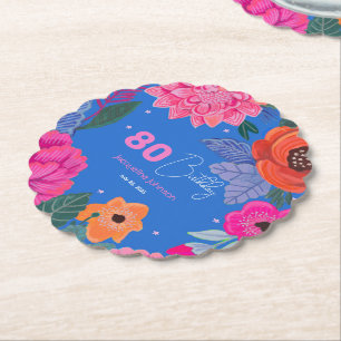 Dessous-de-verre En Papier Bright Fleur sauvage Pink Blue fête d'anniversaire