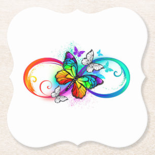 Dessous-de-verre En Papier Bright infinity with rainbow butterfly