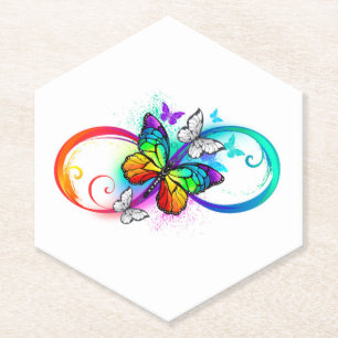 Dessous-de-verre En Papier Bright infinity with rainbow butterfly