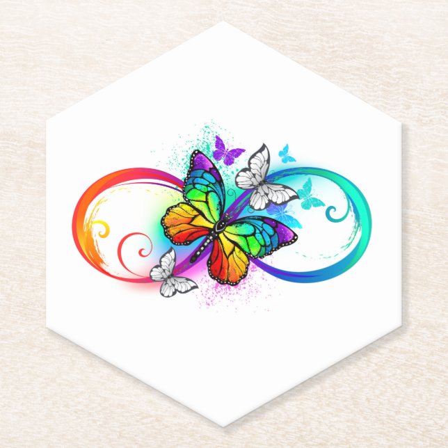 Dessous-de-verre En Papier Bright infinity with rainbow butterfly (Devant)