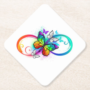 Dessous-de-verre En Papier Bright infinity with rainbow butterfly