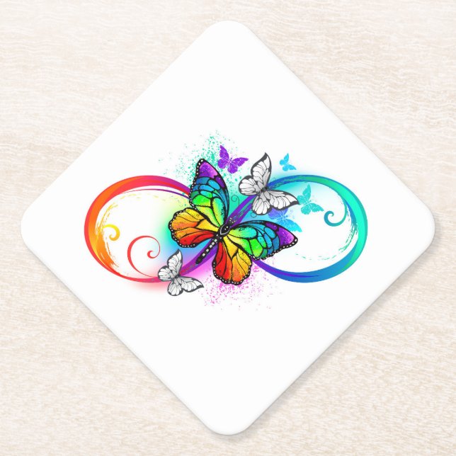 Dessous-de-verre En Papier Bright infinity with rainbow butterfly (Devant)