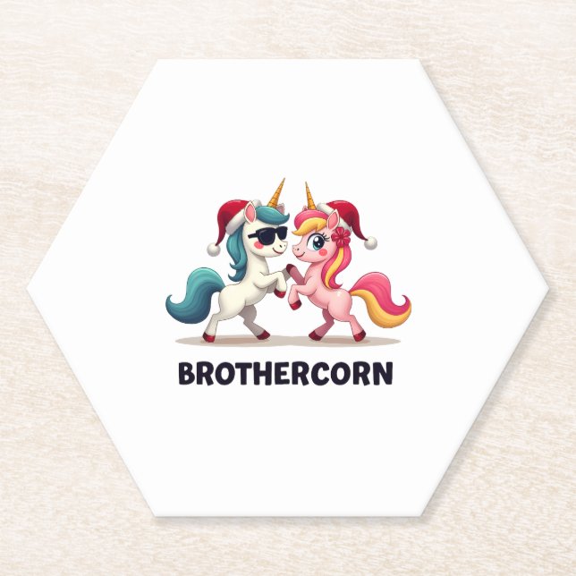 Dessous-de-verre En Papier Brother-corn Unicorn Matching Family Pajama Christ (Devant)