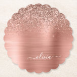 Dessous-de-verre En Papier Brushed metal rose Gold Pink Glitter Monogram<br><div class="desc">Rose Gold - Blush Pink Faux Foil Parties scintillant à étincelles métalliques brossé Monogramme en métal Nom Dessous de verre en papier. Cela fait le cadeau parfait de remise de diplômes, anniversaire, mariage, douche nuptiale, anniversaire, baby shower ou bachelorette pour quelqu'un qui aime le luxe glam et les styles chic....</div>