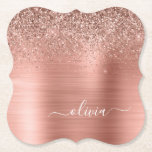 Dessous-de-verre En Papier Brushed metal rose Gold Pink Glitter Monogram<br><div class="desc">Rose Gold - Blush Pink Faux Foil Parties scintillant à étincelles métalliques brossé Monogramme en métal Nom Dessous de verre en papier. Cela fait le cadeau parfait de remise de diplômes, anniversaire, mariage, douche nuptiale, anniversaire, baby shower ou bachelorette pour quelqu'un qui aime le luxe glam et les styles chic....</div>