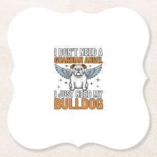 Dessous-de-verre En Papier Bulldog Ange Gardien Vintage T-Shirt pour Amoureux