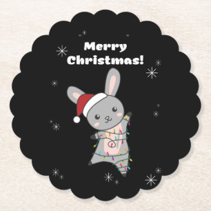 Dessous-de-verre En Papier Bunny Merry Christmas Winter Animals Rabbits