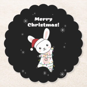 Dessous-de-verre En Papier Bunny Merry Christmas Winter Animals Rabbits